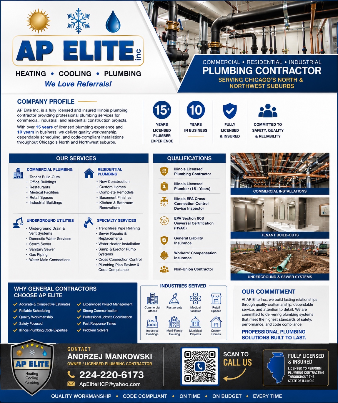 Commercial plumbing installation by AP Elite